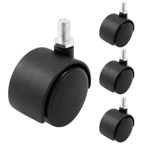 4pcs 1.5 Inch Swivel Caster Wheels, Black Nylon M8 Threaded Stem Caster Wheels, Heavy Duty Swivel Stem Casters Wheels Replacement for Furniture, T...