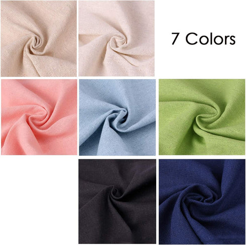 MWELLEWM 7 Pcs/Set Linen Cloth Needlework Fabric Solid Colour Cloth Garments Crafts Accessories Square Embroidery Cloth (50 * 50CM)…...