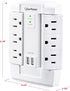 CyberPower CSP600WSURC2 Surge Protector, 1200J/125V, 6 Swivel Outlets, 2 USB Charging Ports, Wall Tap Design, White...