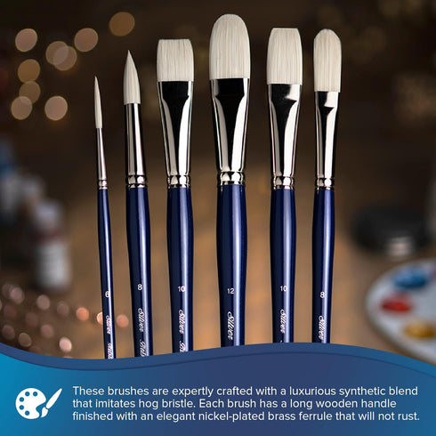 Silver Brush Limited 1900-10 Bristlon Round Paintbrush for Oil, Acrylic, and Heavy Body Paints, Size 10, Long Handle...