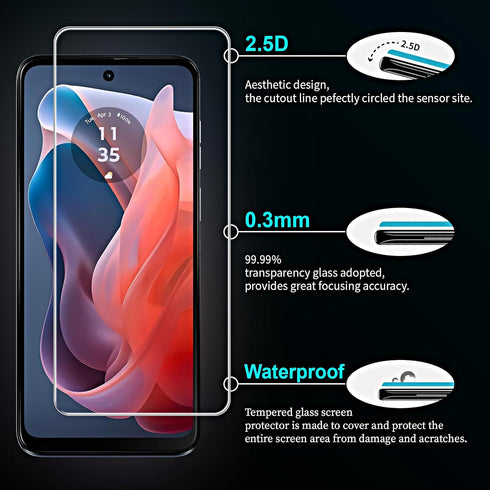 3 Pack Screen Protector for Moto G 5G 2024 6.5 inch, HD Clear Tempered Glass, Easy Installation, High Sensitivity, Case Friendly...
