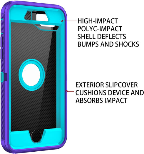 for iPhone SE 2022/2020 Case,Built-in Screen Protector,Shockproof 3-Layer Full Body Protection Rugged Heavy Duty High Impact Hard Cover Case for i...
