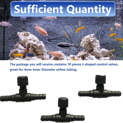 Aquarium Control Valves,10 Pack T Shaped Control Valve,Single Way Plastic Air Flow Control Regulator,for Fish Tank (Black)...
