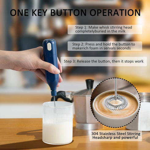 Electric Milk Frothers Handheld,Foam Beater Milk Frother,Battery Operated Mini Smoothie Blender For coffee whipping cappuccino latte milk matcha h...