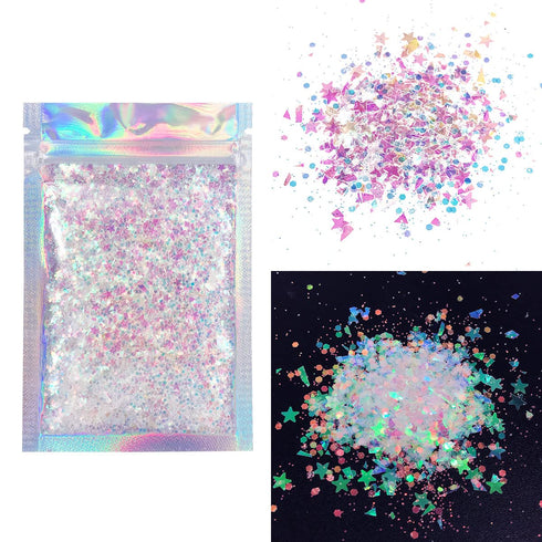 Iridescent Body Glitter - 15g Chunky Holographic Face Glitter, Hair Glitter, Eye Glitter and Body Glitter, Rave Glitter, Festival Accessories, Cos...