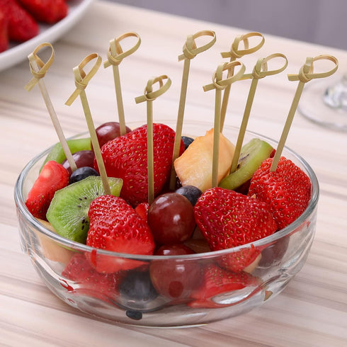 100 PCS Cocktail Picks, 4.7 Inch Toothpicks for Appetizers, Natural Bamboo Knot Skewers, Mini Food Sticks, Fancy Tooth Picks for Drinks,Fruit,Char...