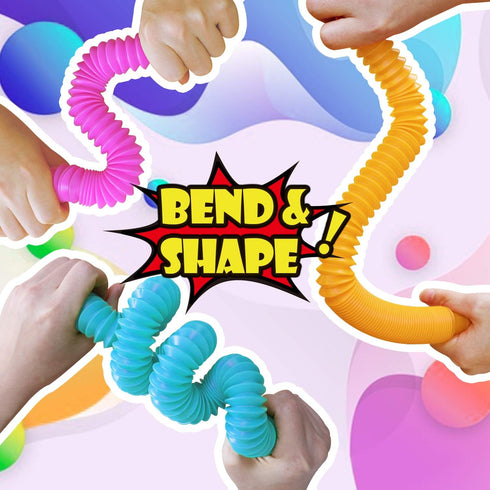 Novelty Place 6 Pack Pop Tubes Fidget Toy for Kids and Adults, Colorful Heavy Duty Tube Toy for Construction - Sensory Educational Toys Relieve St...