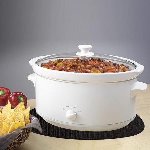 Oval Slow Cooker Heat Resistant Mat for 6-8 Quart, Silicone Countertop Protector Appliance Slider Mat Compatible with Crock-Pot/Elite Gourmet/Hami...