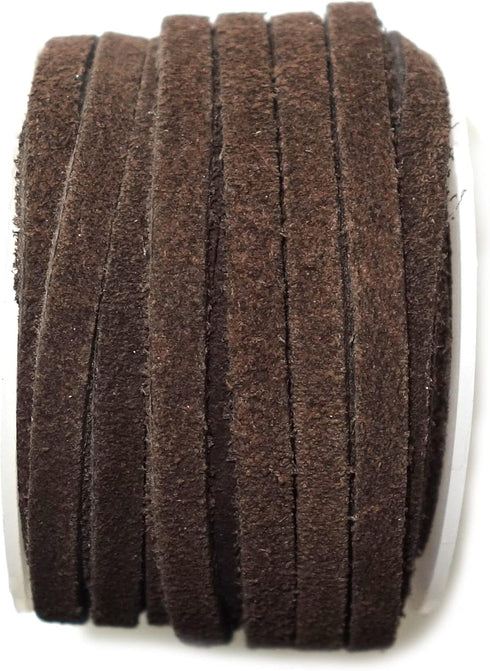 Genuine Suede Leather Cords, Lace, String Thread, Velvet Cord for Necklace, Bracelet, Choker and DIY Crafts, 4mm Dark Brown 10 Meters (10.93 Yards...