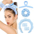 6PCS Spa Headband and Wristband Set - Makeup Headband, Wristbands, Hair Claw Clips, Blue Scrunchies for Women Skincare Non Slip Thick Hair Accesso...
