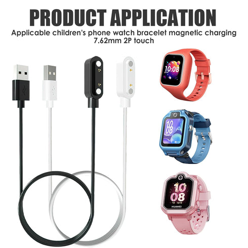 2-Pack Kids Smart Watch Magnetic Charger, 7.62mm 2Pin 2ft/60cm 5V 1A USB-A, Universal Charger Cable Replacement Compatible for Smart Watches with ...