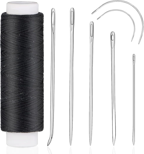 Ftyiwu Waxed Thread 32 Yards, Leather Sewing Waxed Thread with Hand Sewing Needles, Leather Sewing Thread Set for Home Upholstery Carpet Leather C...