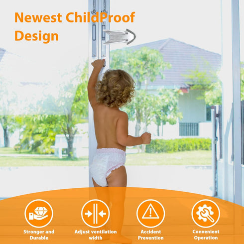 6 Pack Sliding Door Lock for Kids Safety - Child Proof Door Locks for Sliding Closet and Glass Doors - Window Locks for Children - Sliding Door Ch...