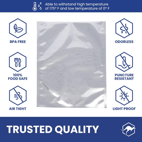 50x Wallaby 1-Cup Mylar Bag Bundle - (5 Mil - 5" x 7") Mylar Bags + 50x Labels - Heat Sealable, Food Safe, & Reliable Long Term-Food Storage Solut...