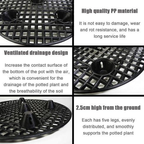 S-SNAIL-OO 2/4PCS Plant Level Pot Elevator, Heavy Planter Holder Potted Plant Stand, Diameter 8/12/16inch Root Controller Chassis Drainage and Ven...