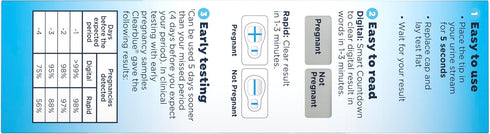 Clearblue Pregnancy Test Combo Pack, 4ct - Digital with Smart Countdown & Rapid Detection - Value Pack...