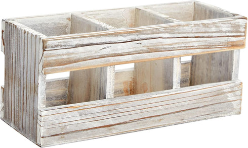 Juvale Rustic-Style Desk Pencil Holder with 3 Compartments - Farmhouse Decor and Wooden Organizer for Pen and Office Accessories...