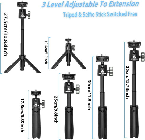 Extendable Selfie Stick Tripod for Gopro/Cell Phone/Camera, Mini Tripod with Gopro Adapter & Phone Holder, Portable Vlog Travel Selfie Phone Tripo...