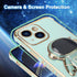 Omio Compatible with iPhone 15 Plus Case with Astronaut Hidden Stand, Luxury Love Heart Plating Case Side Edge Small Love Pattern for Women Girls ...