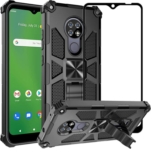 Ailiber for Cricket Ovation Case, AT&T Radiant Max Phone Case with Screen Protector, for Magnetic Car Mount, Kickstand Holder, Rugged Shockproof M...