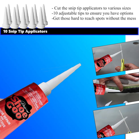 Shoe Goo Black Shoe Repair Adhesive Bundle: Includes 10 Snip Tip Applicators and a Set of 5 Plastic Spreader Tools by 203Brands to Provide Optimal...