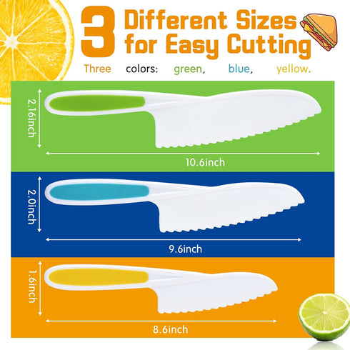 Montessori Toddler Knife Set-3PCS Kids Safe Knives for Real Cooking Kids Cooking sets Real Cooking Kitchen Tools Toddler Friendly knives...