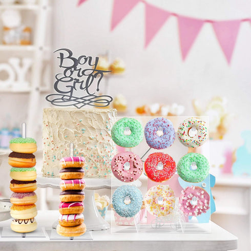 3 Pack Clear Acrylic Donut Stand for Dessert Table 21 Donut Display Holder Tower Stand for Bridal Shower Weddings Birthday Anniversary Gathering P...