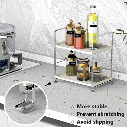 kaileyouxiangongsi Plastic/Metal Freestanding Stackable Organizer Shelf,Bathroom Countertop Storage Shelf Cosmetic Organizer Holder Kitchen Spice ...