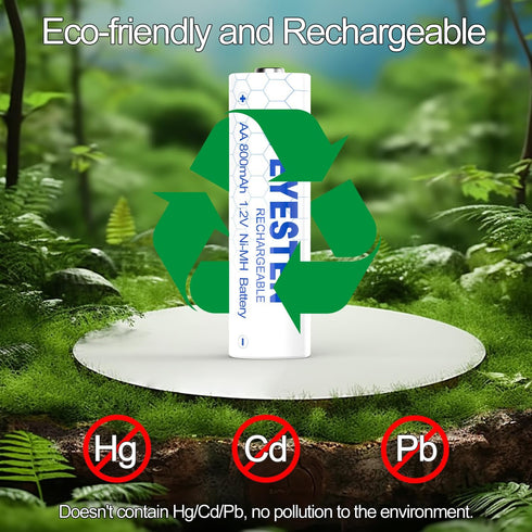 Ni-Mh 800mAh 1.2V AA Rechargeable Batteries Ni-Mh, Double A Batteries for Solar Lights, Garden Lights, Pack of 12, Pre-Charged...