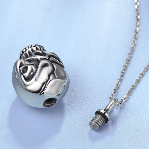 Trendy Stainless Steel Skull Pet Urn Ashes Pendant Necklace Memorial Ash Keepsake Cremation Jewelry...