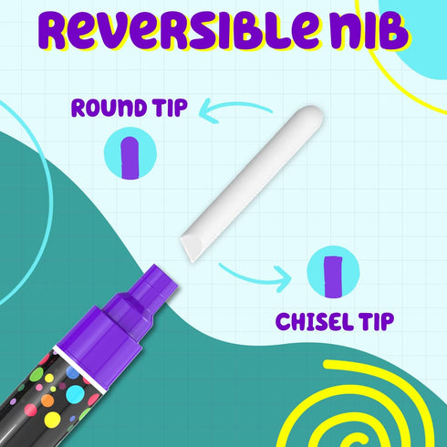 Chalkola Chalk Markers for Blackboard, Chalkboard, Window, Bistro, Car Glass, Board, Wall Calendar (10 Pack, 6mm Reversible Tip) - Wet Wipe Erasab...