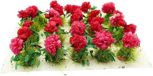 20Pcs Miniature Flower Cluster Grass Flower Tufts for Mini Dollhouse Fairy Garden Railway Simulated Static Scenery Micro Landscape Model (Red)...