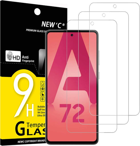 NEW'C [3 Pack Designed for Samsung Galaxy A72 / A72 5G Screen Protector Tempered Glass, Case Friendly Anti Scratch Bubble Free Ultra Resistant...