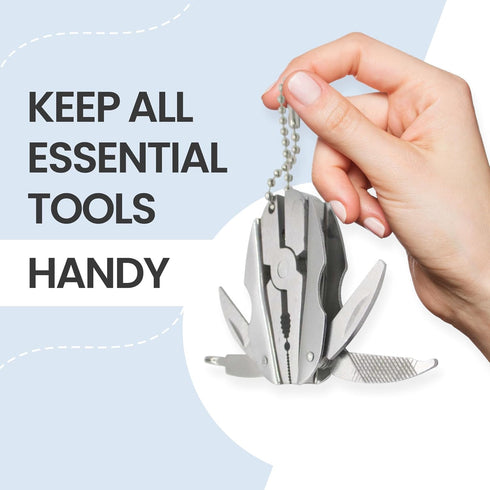 Mini Multitool Keychain Set - Multifunctional All In One Pocket Tool - 6-in-1, Plier, Wire Strippers, Phillips Screwdriver, Knife, File & Flat, Wi...