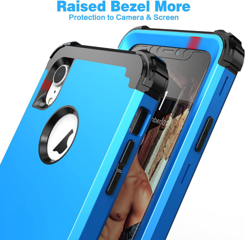 IDweel for iPhone XR Case with Tempered Glass Screen Protector,3 in 1 Shockproof Slim Hybrid Heavy Duty Hard PC Cover Soft Silicone Bumper Full Bo...