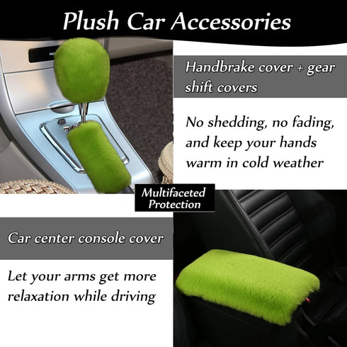9-Pack Fluffy Car Accessories Set,Silence Shopping Fluffy Steering Wheel Cover Winter Warm Fur Steering Wheel Cover Fuzzy Car Decoration Accessori...
