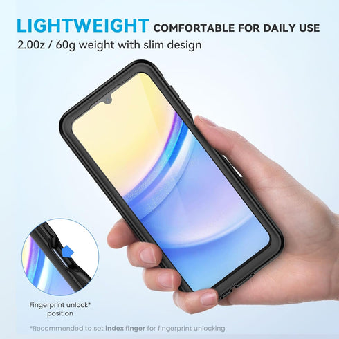 Lanhiem for Samsung Galaxy A15 5G Case, IP68 Waterproof Dustproof, Built-in Screen Protector, Rugged Full Body Shockproof Protective Cover for Sam...