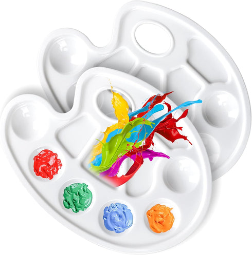 FANDAMEI Oval Paint Palette Tray, Plastic Paint Tray Palette, Painting Palette, Paint Tray Palettes Paint Pallets with Thumb Hole for Adults & Kid...