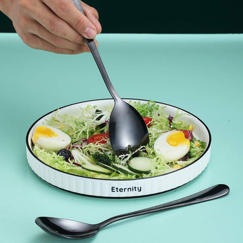 Berglander Black Salad Server Set, Stainless Steel Salad Serving Set with Titanium Black Plating, Salad Servers, Salad Spoon, Salad Fork, Pack of ...