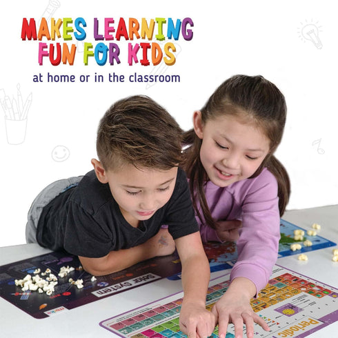 merka Placemats for Kids, 4 Pack Educational Placemat Mat for Dining Table, Non Slip, Washable Reusable, Learning US Presidents, Famous People, Pe...