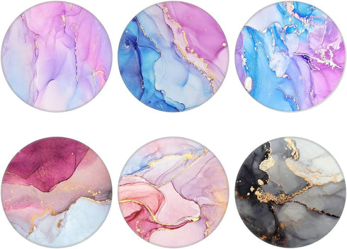 (6 Pack) Collapsible Cell Phone Grip for Smartphones,Expanding Cellphone Holder for Phone - Pink Purple Gray Marble...