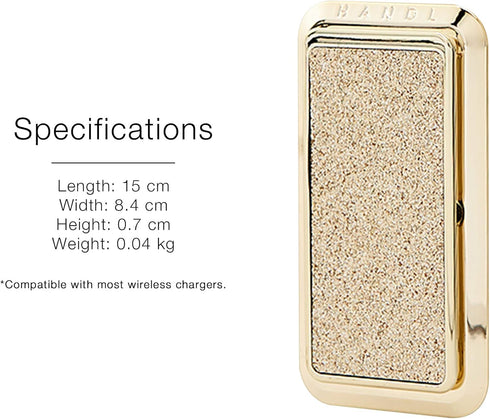 HANDL New York Champagne Glitter HANDLstick Silver Glitter Grip and Stand for Smartphone...