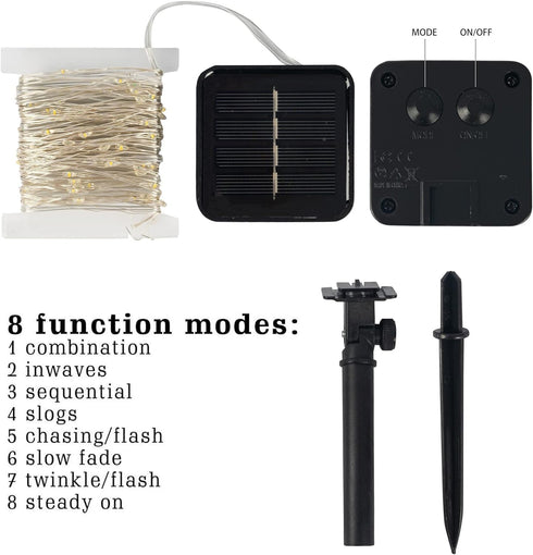 Dazzle Bright 2 Pack Solar String Lights Outdoor, Total 80FT 240LED Solar Powered Waterproof Fairy Lights 8 Modes, Copper Wire Lights for Christma...