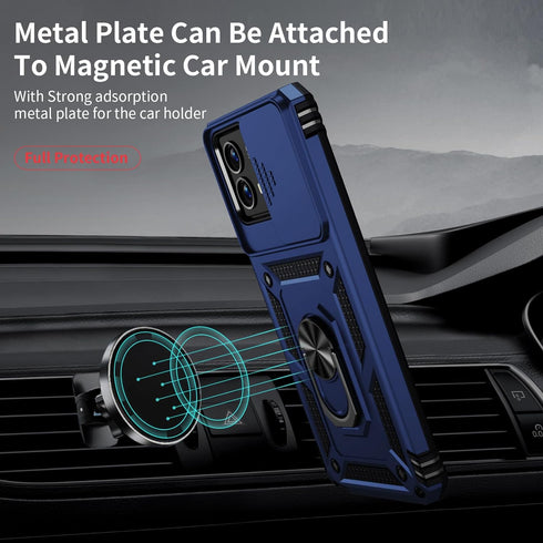 Weycolor for Moto G Play 2024 Case with Camera Lens Cover HD Screen Protector, 10 FT Military Grade Drop Protection, Magnetic Ring Holder Kickstan...
