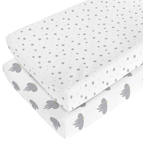 Changing Pad Cover | 100% Organic Jersey Cotton | 16X32 | 2 Pack | Unisex Soft Hypoallergenic | Gift for Boy or Girl...