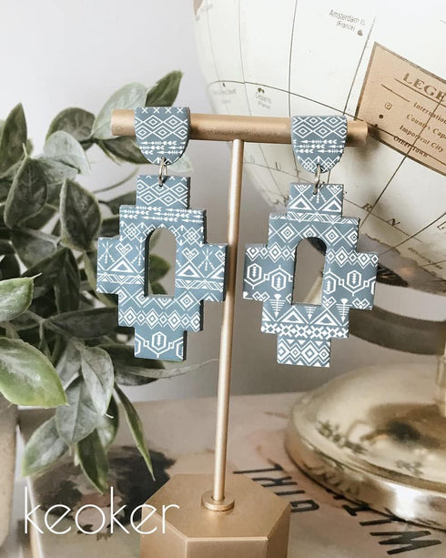 Keoker Aztec Silk Screen Stencils for Polymer Clay, 6PCS Aztec & Boho Silk Screen for Polymer Clay, for Printing on Jewelry Clay Earrings Decorati...
