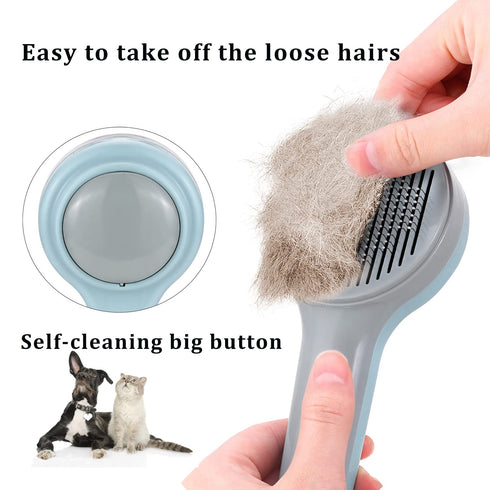 Cat Brush, Cats Grooming Self-Cleaning Brush for Indoor Cats Slicker Brushes for Dogs Short Long Hair Cats Shedding Easy Remove Kittens Cats Loose...