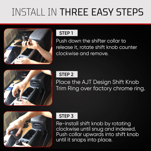 AJT DESIGN Shift Knob Trim Ring for 2016-2023 Tacoma - Black...