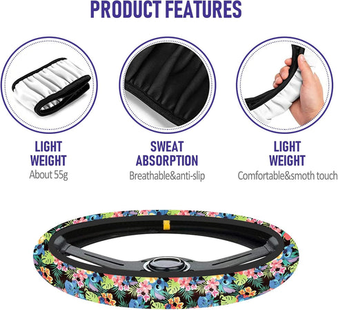 Akkya Car Steering Wheel Cover for Women Girl Men, Universal Fit 15 Inch, Blue Boho Interior Auto Accessories Decorations Cute Aesthetic Wheel Cov...