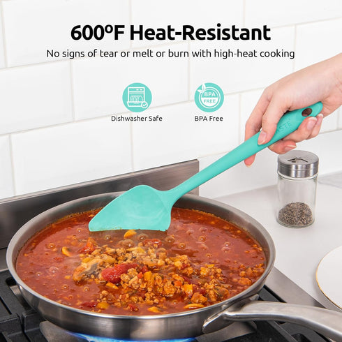 U-Taste Silicone Spoon Spatula Set: 600ºF Heat Resistant Food Grade Flexible Rubber Spoonula, Nonstick Cooking Mixing Scooping Kitchen Baking Scra...